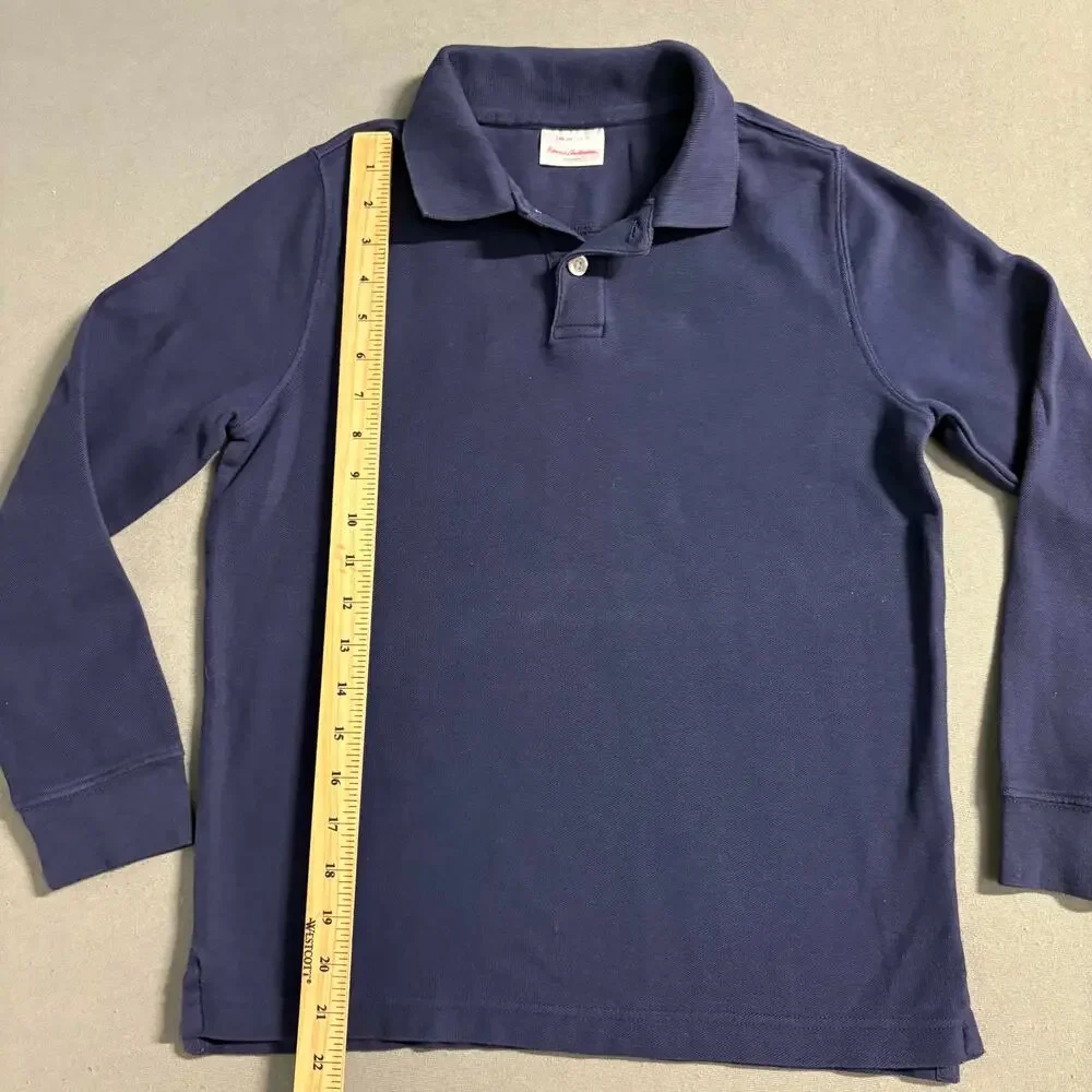 Hanna Andersson Long Sleeve Polo Shirts Kids 10 Red Navy Organic Cotton